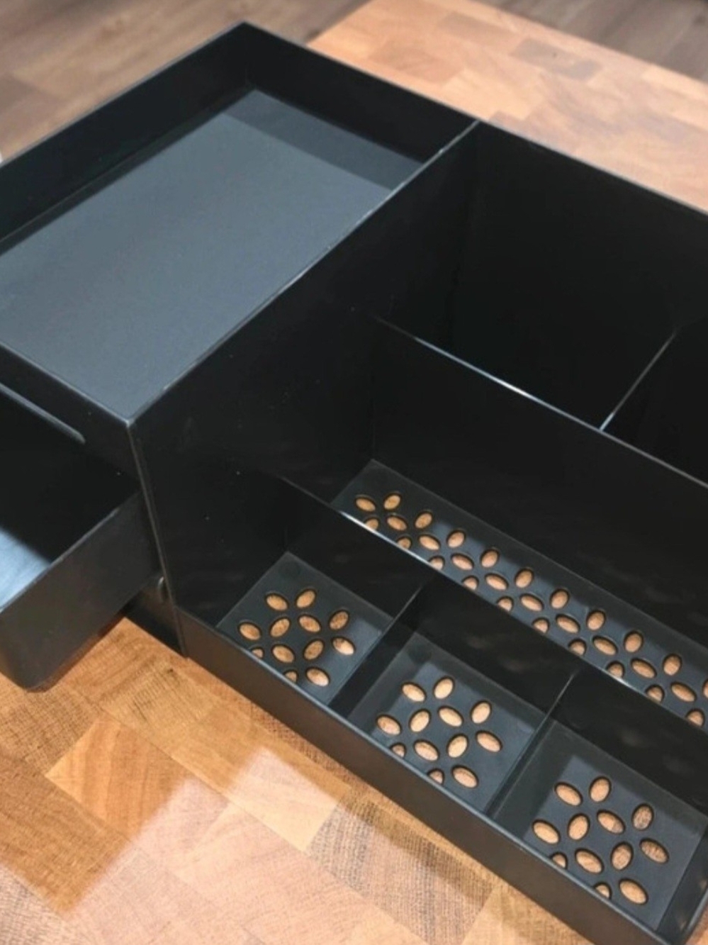Black Jewelry and Accessory Organizer with Divided Compartments